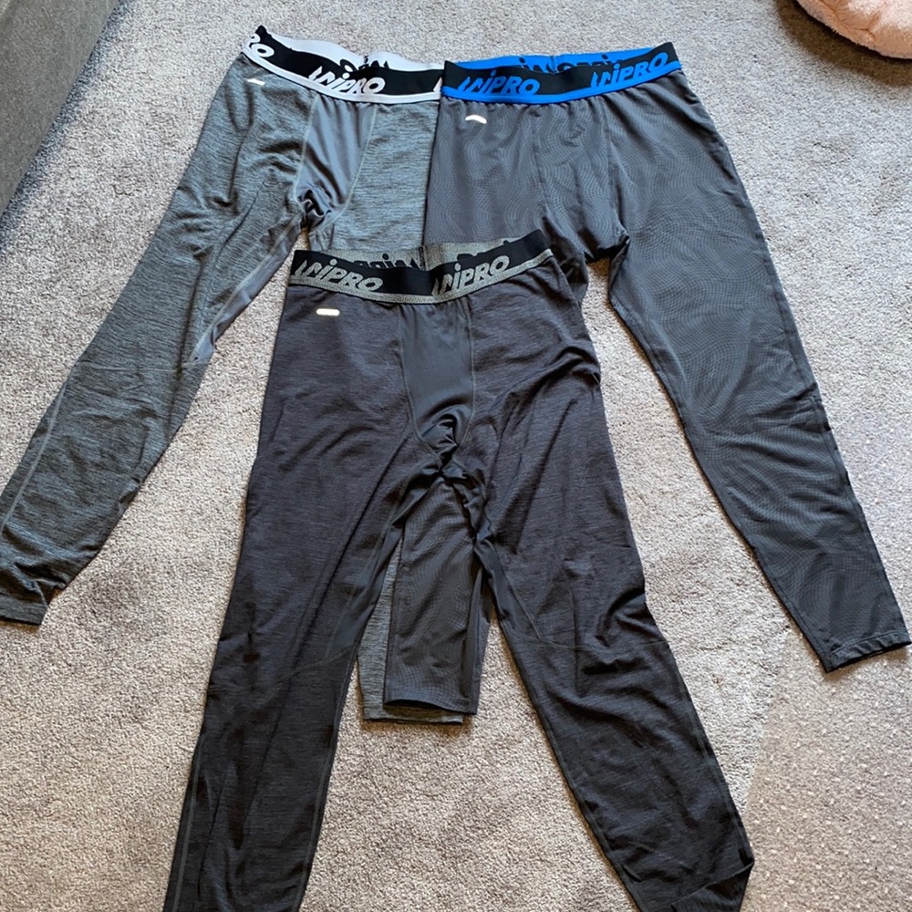 3 pair Mens Large Unipro Qwick dry leggings winter layers smoke free